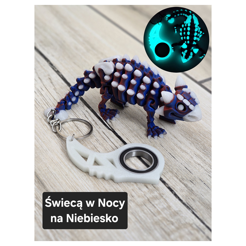 Świecący Keyspinner + Ankylozaur 2w1- KeyRambit KeyFlipper Druk3d Fidget