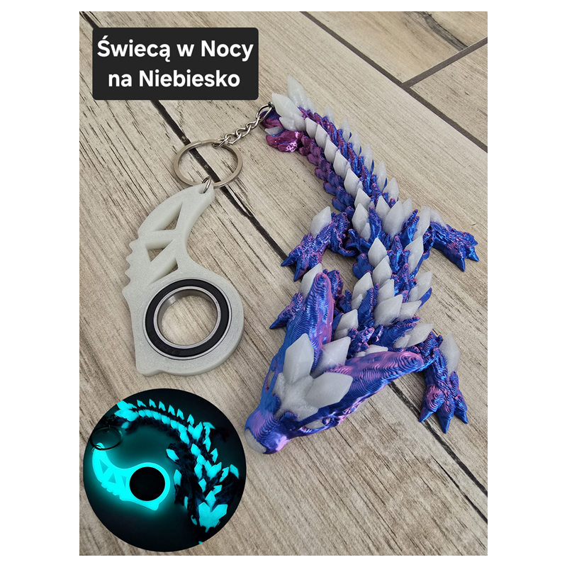 Świecący Keyspinner + Wolf DragonCrystal 16cm 2w1- 3D KeyRambit KeyFlipper