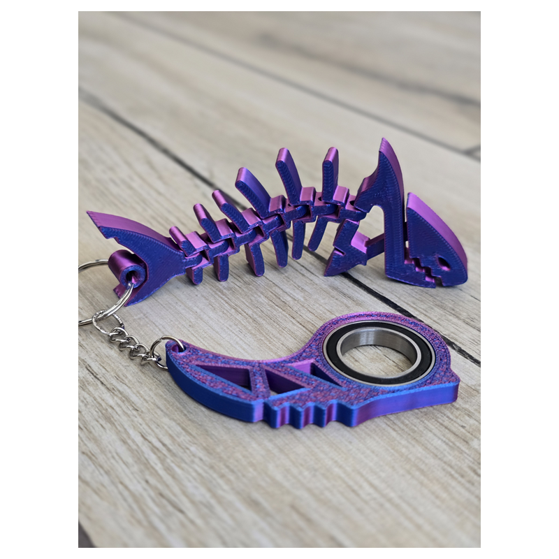 Keyspinner + Rekin 2w1 TikTok 3D - KeyRambit KeyFlipper 3D Fidget Keychain