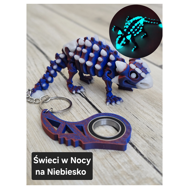 Keyspinner + Świecący Ankylozaur 2w1- KeyRambit KeyFlipper Druk3d Fidget