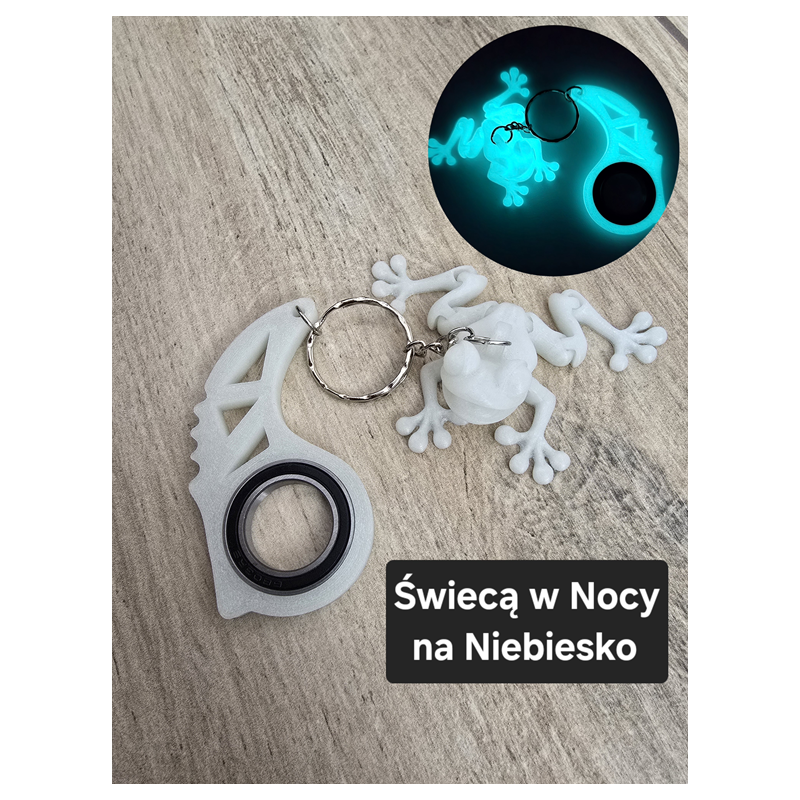 Świecąca Żabka i Keyspinner - Brelok 2w1! KeyRambit KeyFlipper Druk3d