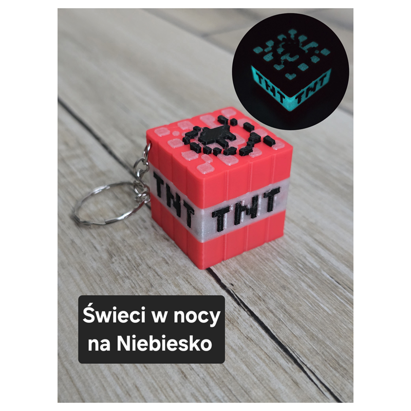 Brelok Minecraft TNT - Świeci w nocy! - Druk 3D Keychain mixGadzet Obserwuj