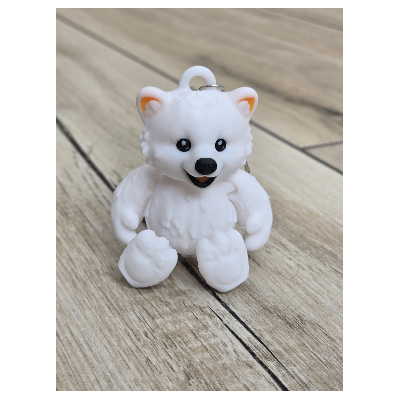 Uroczy Breloczek Biały Miś 3D - Brelok Druk3D Keychain