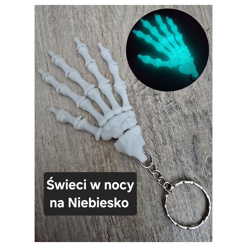 Świecący brelok szkieletowa dłoń - Druk 3D Keychain