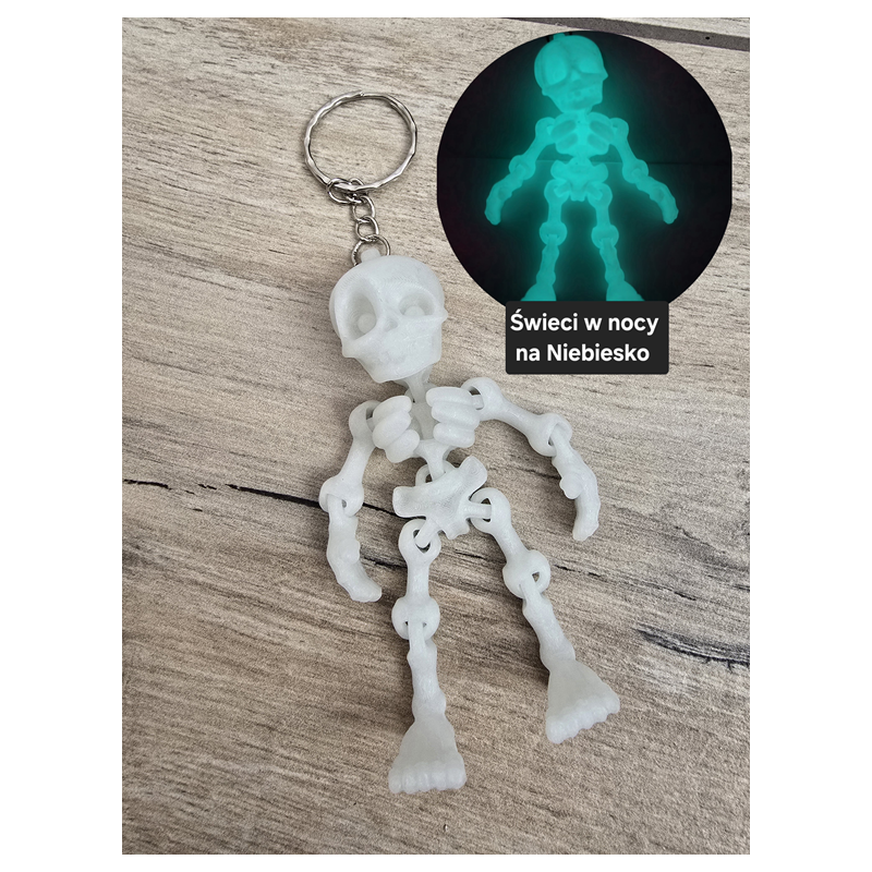 Brelok Szkielet Nocny Stróż twoich kluczy - Druk3D - Świeci w Nocy