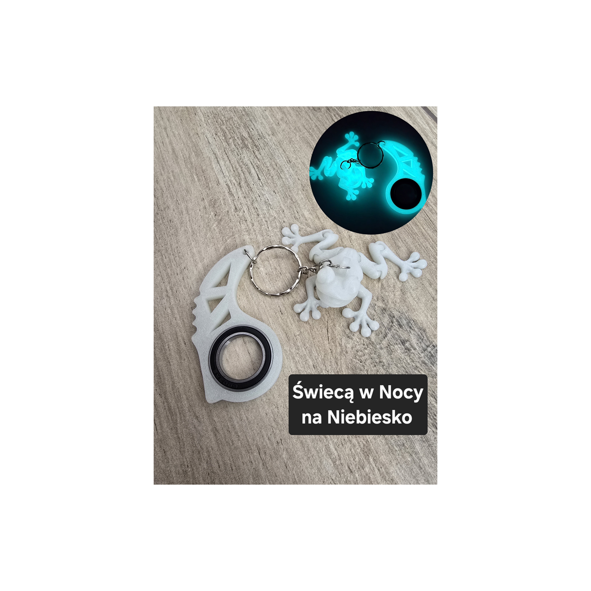 Świecąca Żabka i Keyspinner - Brelok 2w1! KeyRambit KeyFlipper Druk3d