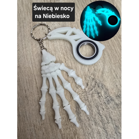 Świecący Keyspinner + Szkieletowa Dłoń 2w1- 3D KeyRambit KeyFlipper Fidget