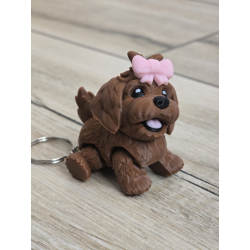 Słodki Brelok Piesek z Kokardką 3D - Brelok Druk3d fidget Keychain