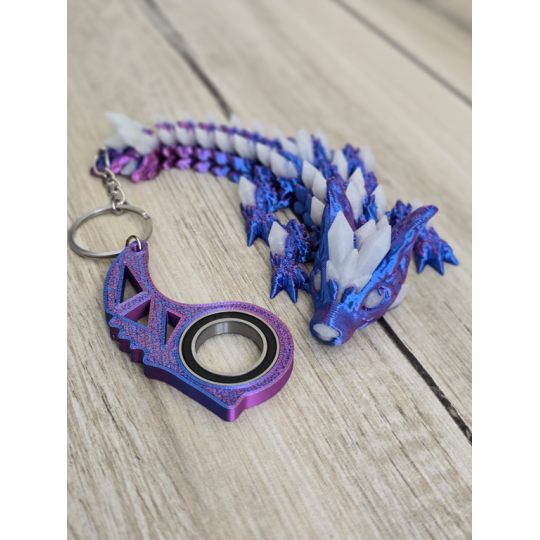 Keyspinner + Świecący Wolf DragonCrystal 16cm 2w1- 3D KeyRambit KeyFlipper