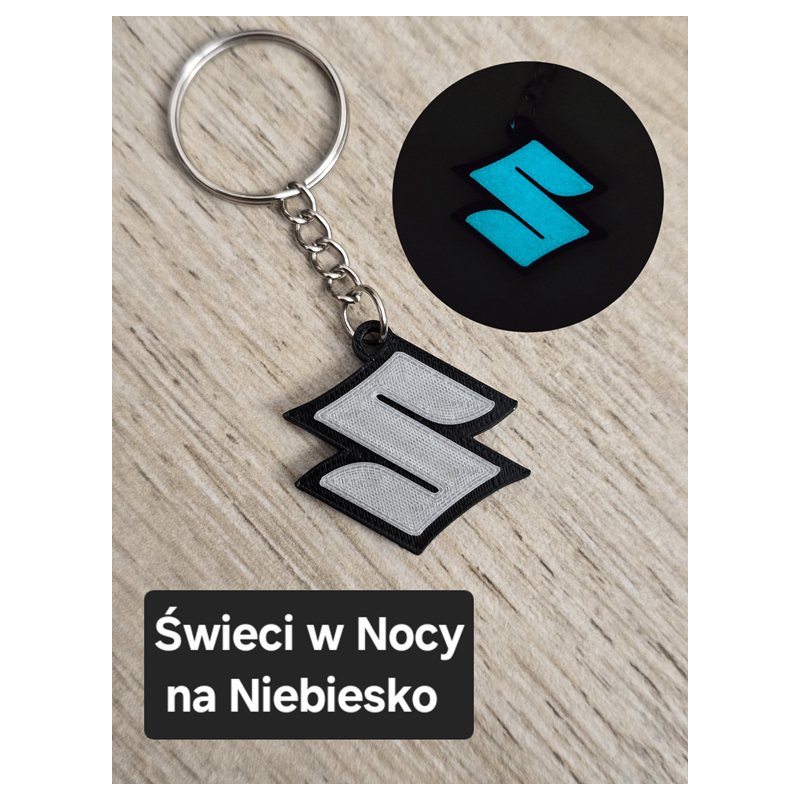 Breloczek Suzuki - Świeci w Nocy! 3d - Druk3d fidget Keychain mixGadzet