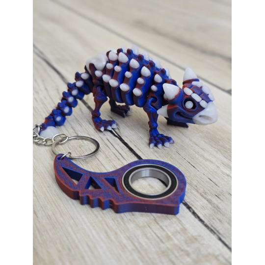 Keyspinner + Świecący Ankylozaur 2w1- KeyRambit KeyFlipper Druk3d Fidget