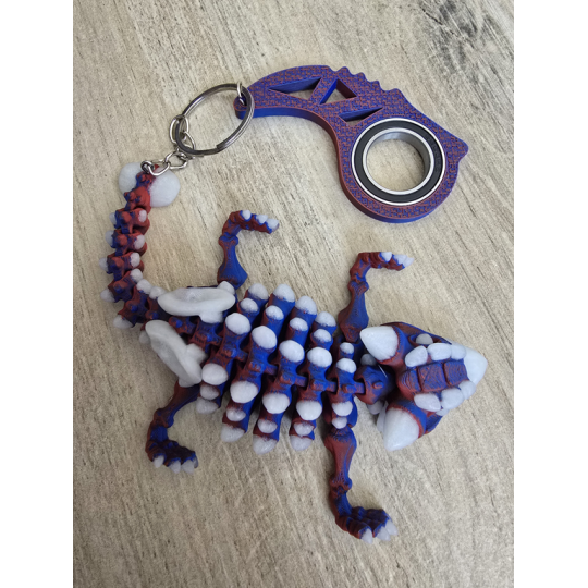 Keyspinner + Świecący Ankylozaur 2w1- KeyRambit KeyFlipper Druk3d Fidget