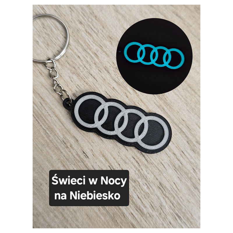 Breloczek Audi - Świeci w Nocy! 3d - Druk3d fidget Keychain mixGadzet
