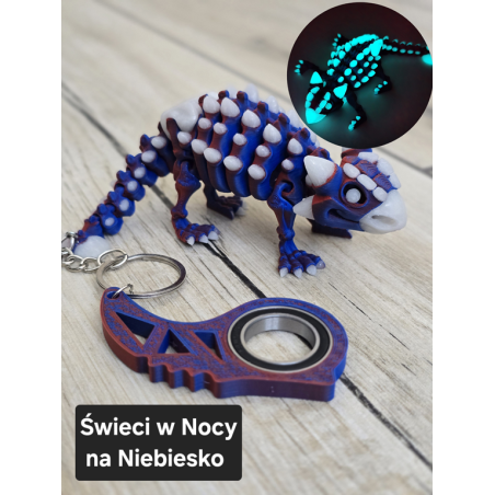 Keyspinner + Świecący Ankylozaur 2w1- KeyRambit KeyFlipper Druk3d Fidget