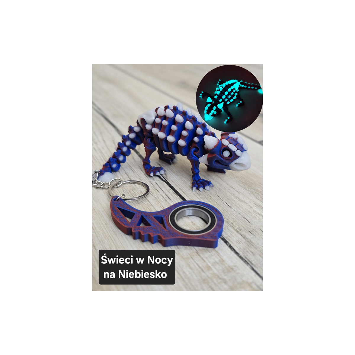 Keyspinner + Świecący Ankylozaur 2w1- KeyRambit KeyFlipper Druk3d Fidget