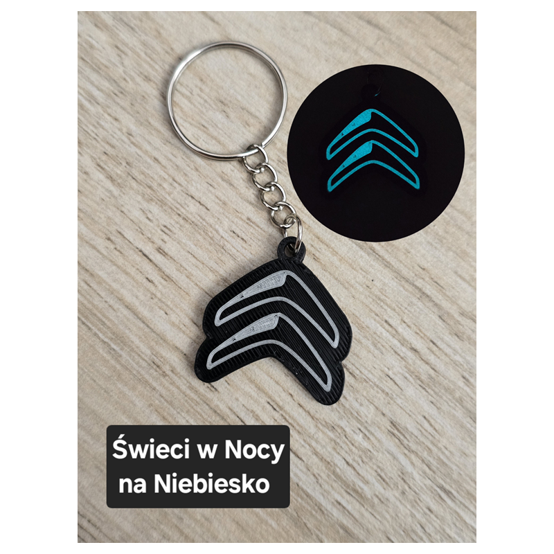 Breloczek Citroen - Świeci w Nocy! 3d - Druk3d fidget Keychain mixGadzet