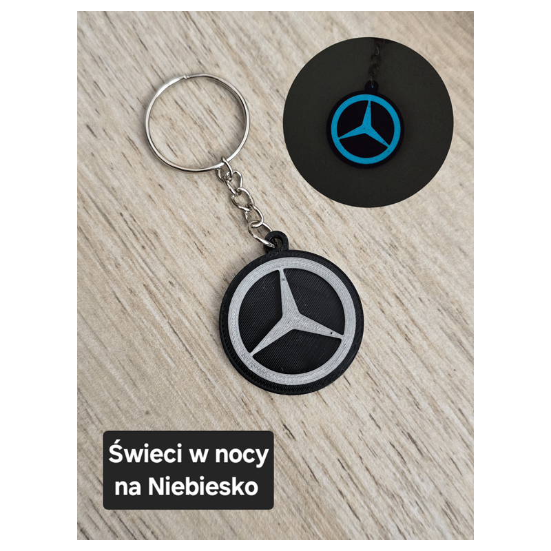Breloczek Mercedes - Świeci w Nocy! 3d - Druk3d fidget Keychain mixGadzet