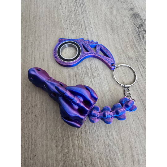 Keyspinner + Spinozaur 2w1 3D - KeyRambit KeyFlipper Druk3d Fidget Keychain