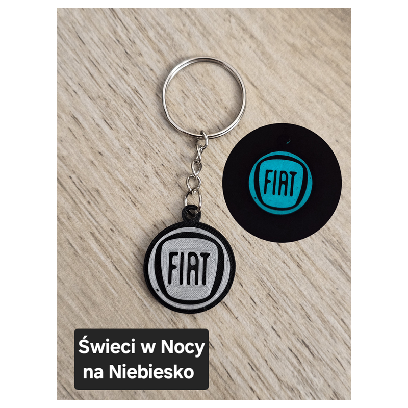 Breloczek Fiat - Świeci w Nocy! 3d -Druk3d fidget Keychain mixGadzet