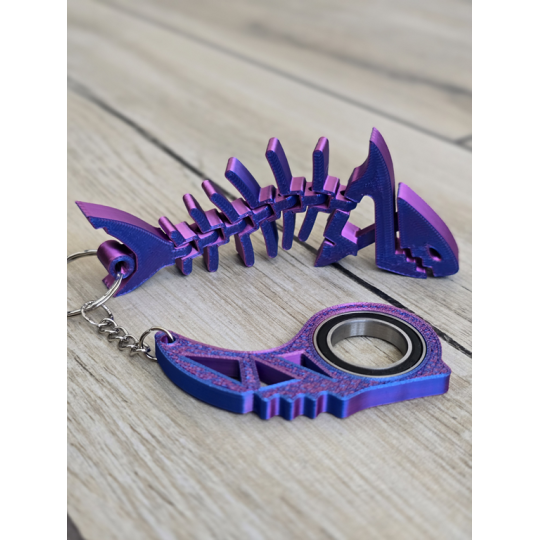 Keyspinner + Rekin 2w1 TikTok 3D - KeyRambit KeyFlipper 3D Fidget Keychain