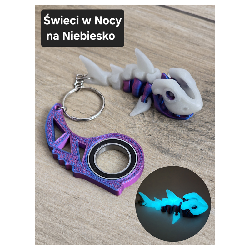 Breloczek Skeleton Shark + KeySpinner - Brelok Druk3d fidget Keychain