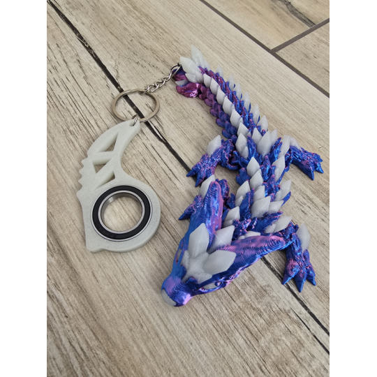 Świecący Keyspinner + Wolf DragonCrystal 16cm 2w1- 3D KeyRambit KeyFlipper