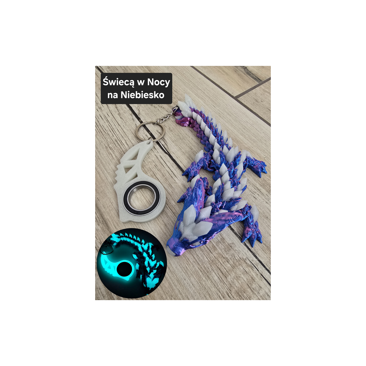 Świecący Keyspinner + Wolf DragonCrystal 16cm 2w1- 3D KeyRambit KeyFlipper