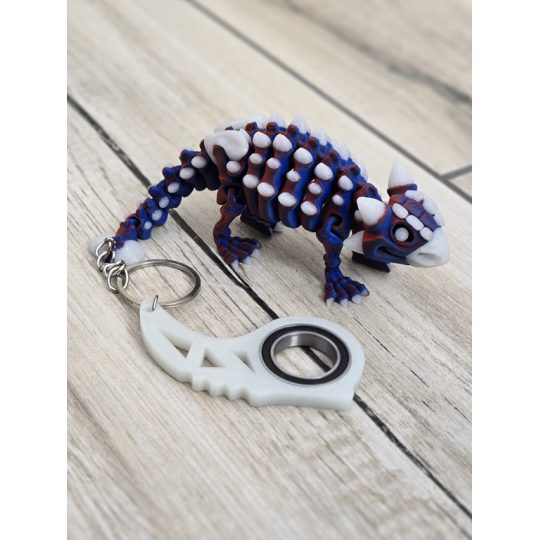 Świecący Keyspinner + Ankylozaur 2w1- KeyRambit KeyFlipper Druk3d Fidget