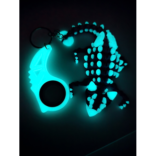 Świecący Keyspinner + Ankylozaur 2w1- KeyRambit KeyFlipper Druk3d Fidget