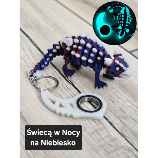 Świecący Keyspinner + Ankylozaur 2w1- KeyRambit KeyFlipper Druk3d Fidget