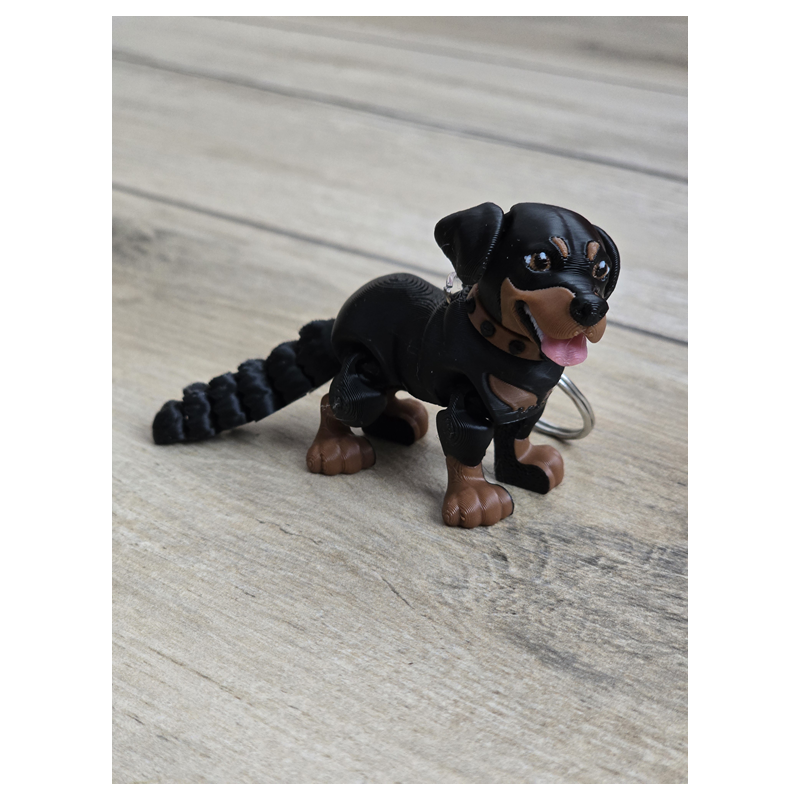 Breloczek Rottweiler z długim ogonem 3d - Brelok Druk3d fidget Keychain