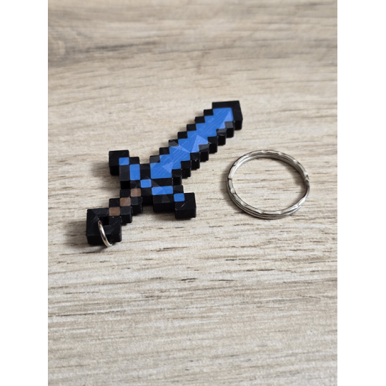 Breloczek Diamentowy Miecz Minecraft 3d - Brelok Druk3d fidget Keychain