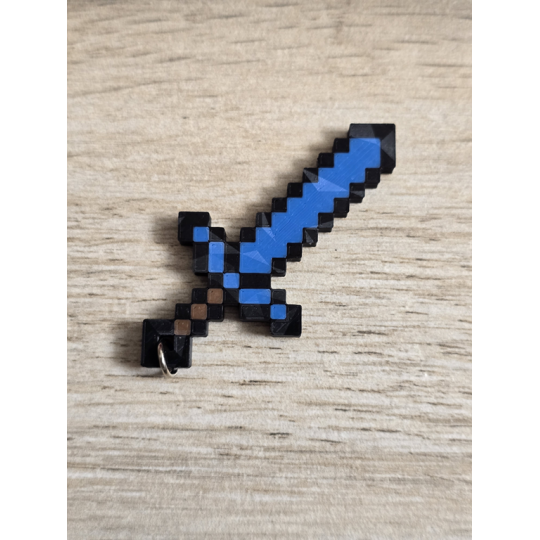 Breloczek Diamentowy Miecz Minecraft 3d - Brelok Druk3d fidget Keychain