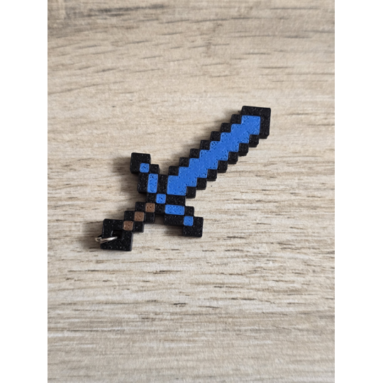 Breloczek Diamentowy Miecz Minecraft 3d - Brelok Druk3d fidget Keychain