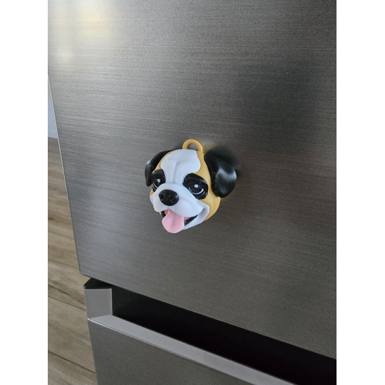 Słodki Pyszczek Buldoga: Brelok 2w1 Magnes na Lodówkę 3D - Druk3d fidget