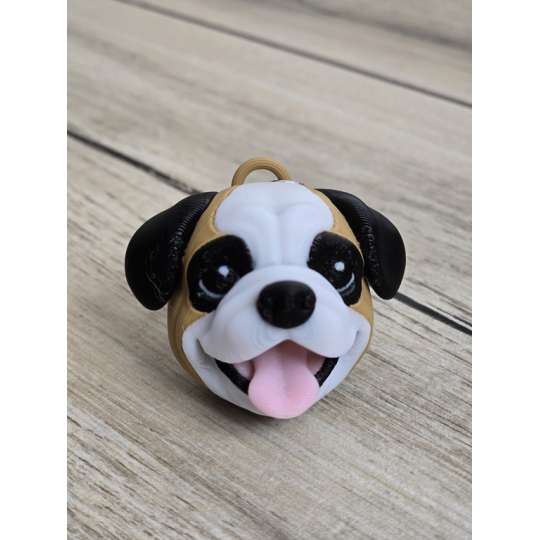 Słodki Pyszczek Buldoga: Brelok 2w1 Magnes na Lodówkę 3D - Druk3d fidget
