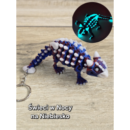 Brelok Ankylozaur 13cm Świecący w Nocy na Niebiesko Druk3d Keychain fidget