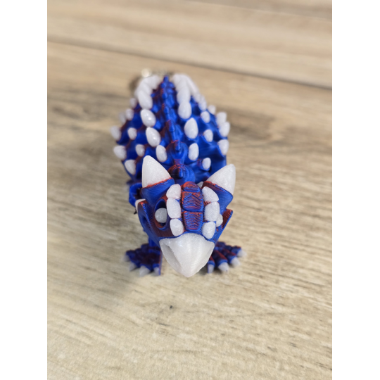 Brelok Ankylozaur 13cm Świecący w Nocy na Niebiesko Druk3d Keychain fidget