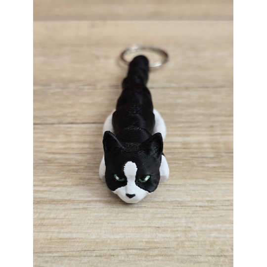 Breloczek Czarno-Biały Kot 3d - Seria Kotów Brelok Druk3d fidget Keychain