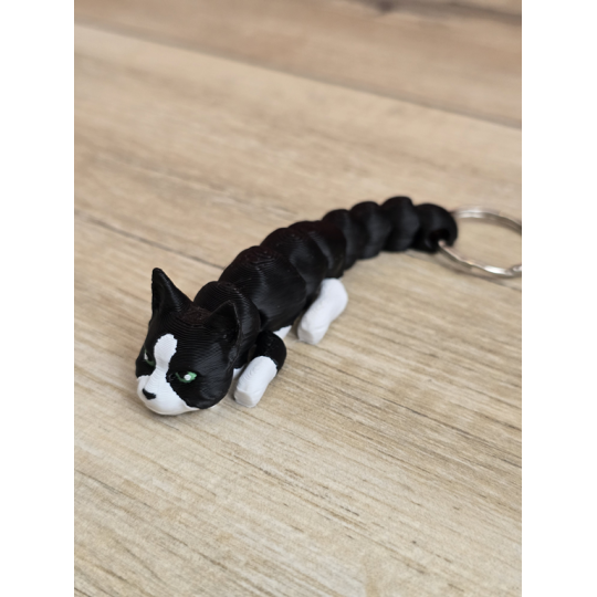 Breloczek Czarno-Biały Kot 3d - Seria Kotów Brelok Druk3d fidget Keychain