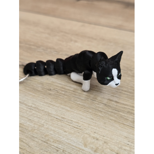 Breloczek Czarno-Biały Kot 3d - Seria Kotów Brelok Druk3d fidget Keychain