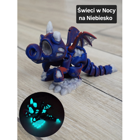 Figurka Smoka 3D Świecąca w Ciemności na Niebiesko - Druk 3D mixGadzet