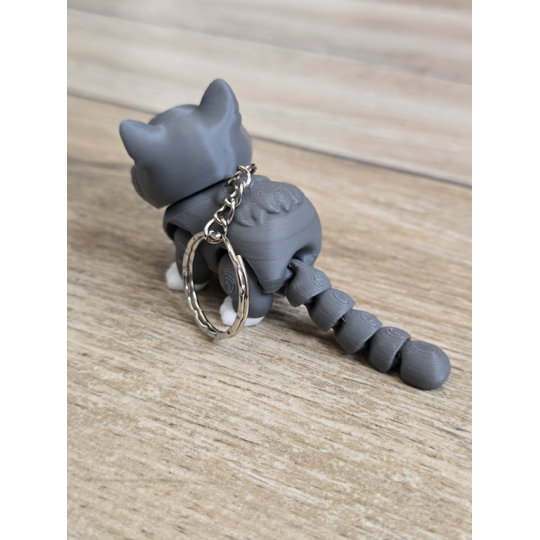 Breloczek Szarego Kotka 3D - Brelok Druk3d fidget Keychain mixGadzet