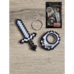 Żelazny Zestaw KeySpinner + Miecz Minecraft - Brelok Druk3d fidget