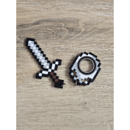 Żelazny Zestaw KeySpinner + Miecz Minecraft - Brelok Druk3d fidget