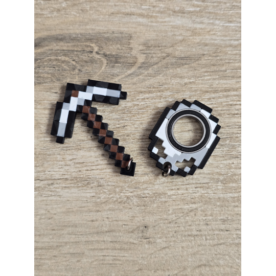 Żelazny Zestaw KeySpinner + Kilof Minecraft - Brelok Druk3d fidget