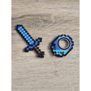 Diamentowy Zestaw KeySpinner + Miecz Minecraft - Brelok Druk3d fidget