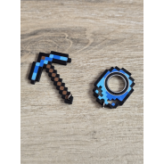 Diamentowy Zestaw KeySpinner + Kilof Minecraft - Brelok Druk3d fidget
