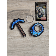 Diamentowy Zestaw KeySpinner + Kilof Minecraft - Brelok Druk3d fidget