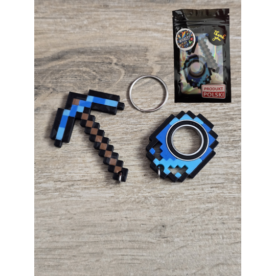 Diamentowy Zestaw KeySpinner + Kilof Minecraft - Brelok Druk3d fidget
